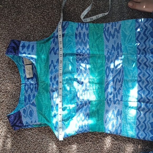 Kathie Lee collection blue multi pattern midi tank dress size 10 - Picture 14 of 16